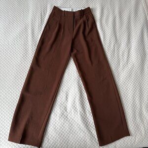 Aritzia Wilfred Effortless Pants Brown High Rise Tailored Trousers Size 0